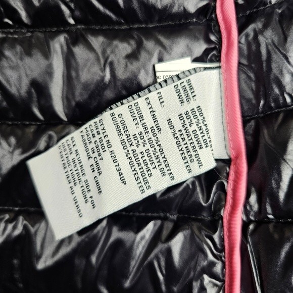 Kate Spade Black & Multicolor Floral Print Zip-Up Puffer Jacket large - Picture 11 of 11